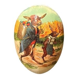 Nestler Made in‎ Germany Vintage Easter Egg Container Bunny Rabbit Paper Mache